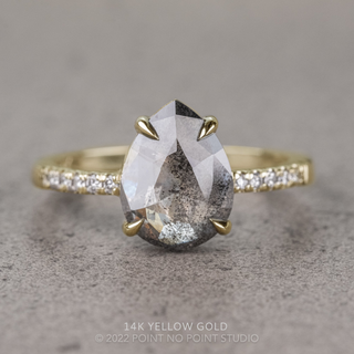 2.54 Carat Salt and Pepper Pear Diamond Engagement Ring, Jules Setting
