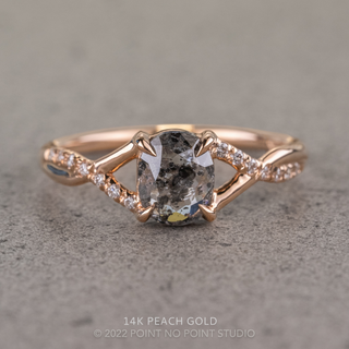 1.62 Carat Salt and Pepper Oval Diamond Engagement Ring, Wisteria Setting