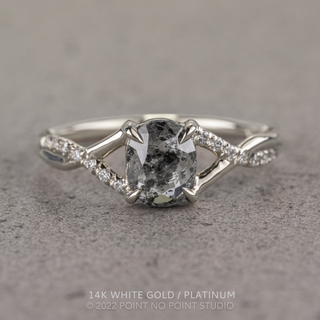 1.62 Carat Salt and Pepper Oval Diamond Engagement Ring, Wisteria Setting