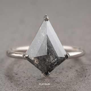 3.30 Carat Black Salt and Pepper Kite Diamond Engagement Ring, Charlize Setting