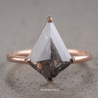 3.30 Carat Black Salt and Pepper Kite Diamond Engagement Ring, Charlize Setting