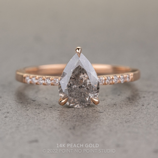 2.05 Carat Salt and Pepper Pear Diamond Engagement Ring, Juliette Setting