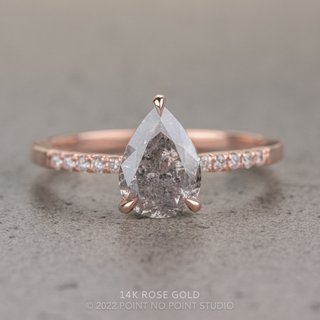 2.05 Carat Salt and Pepper Pear Diamond Engagement Ring, Juliette Setting