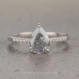 2.05 Carat Salt and Pepper Pear Diamond Engagement Ring, Juliette Setting