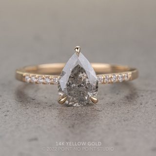 2.05 Carat Salt and Pepper Pear Diamond Engagement Ring, Juliette Setting