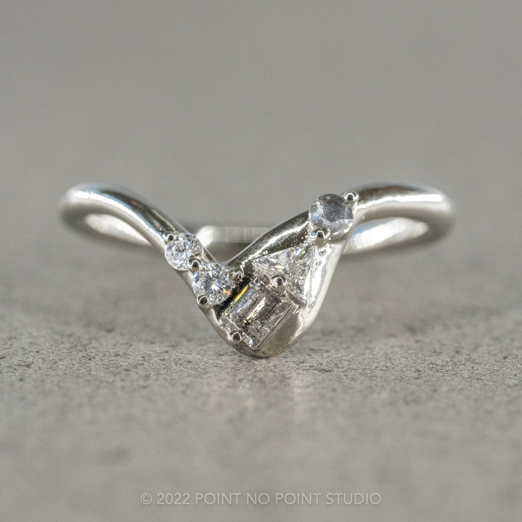 Rian Wedding Ring, 5 Salt and Pepper & White Diamond, Round Band ...
