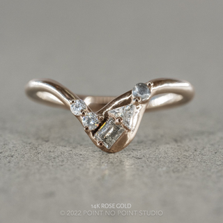 Rian Wedding Ring, 5 Salt and Pepper & White Diamond, Round Band
