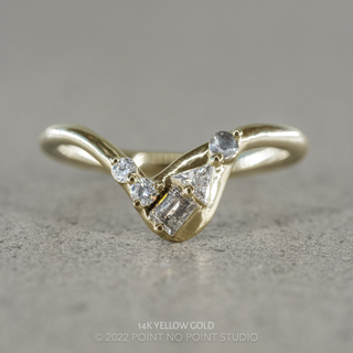 Rian Wedding Ring, 5 Salt and Pepper & White Diamond, Round Band