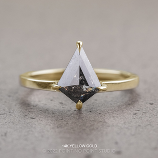 .81 Carat Black Salt and Pepper Kite Diamond Engagement Ring, Jane Setting, Platinum