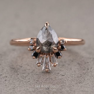 1.27 Carat Salt and Pepper Pear Diamond Engagement Ring, Ombre Wren Setting