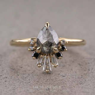 1.27 Carat Salt and Pepper Pear Diamond Engagement Ring, Ombre Wren Setting