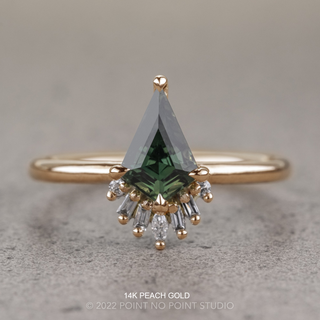 1.41 Carat Green Kite Sapphire Engagement Ring, Wren Setting