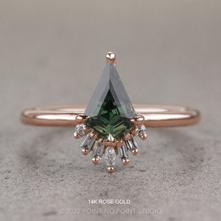 1.41 Carat Green Kite Sapphire Engagement Ring, Wren Setting