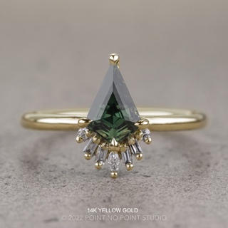 1.41 Carat Green Kite Sapphire Engagement Ring, Wren Setting