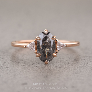1.63 Carat Salt and Pepper Oval Diamond Engagement Ring, Madison Setting
