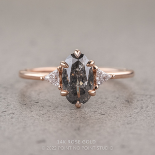 1.63 Carat Salt and Pepper Oval Diamond Engagement Ring, Madison Setting