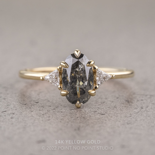 1.63 Carat Salt and Pepper Oval Diamond Engagement Ring, Madison Setting