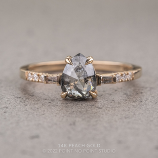 1.32 Carat Salt and Pepper Pear Diamond Engagement Ring, Eliza Setting