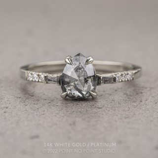 1.32 Carat Salt and Pepper Pear Diamond Engagement Ring, Eliza Setting