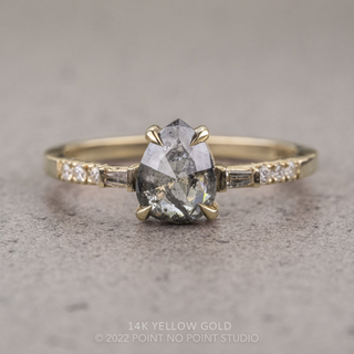 1.32 Carat Salt and Pepper Pear Diamond Engagement Ring, Eliza Setting
