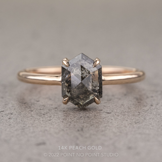 1.98 Carat Salt and Pepper Hexagon Diamond Engagement Ring, Jane Setting