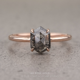 1.98 Carat Salt and Pepper Hexagon Diamond Engagement Ring, Jane Setting