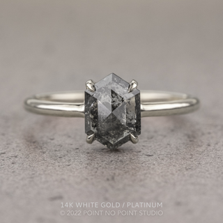 1.98 Carat Salt and Pepper Hexagon Diamond Engagement Ring, Jane Setting