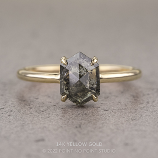 1.98 Carat Salt and Pepper Hexagon Diamond Engagement Ring, Jane Setting