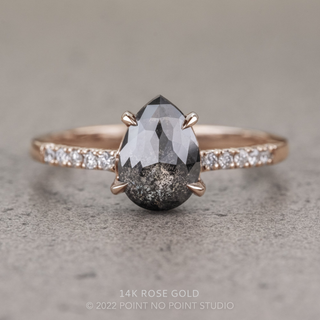 1.31 Carat Salt and Pepper Pear Diamond Engagement Ring, Jules Setting