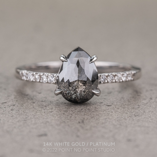1.31 Carat Salt and Pepper Pear Diamond Engagement Ring, Jules Setting
