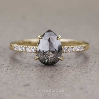 1.31 Carat Salt and Pepper Pear Diamond Engagement Ring, Jules Setting