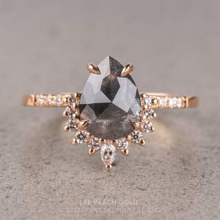1.93 Carat Black Speckled Pear Diamond Engagement Ring, Avaline Setting