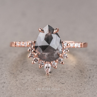 1.93 Carat Black Speckled Pear Diamond Engagement Ring, Avaline Setting