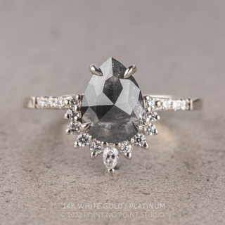 1.93 Carat Black Speckled Pear Diamond Engagement Ring, Avaline Setting