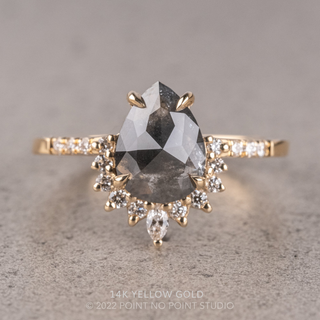 1.93 Carat Black Speckled Pear Diamond Engagement Ring, Avaline Setting