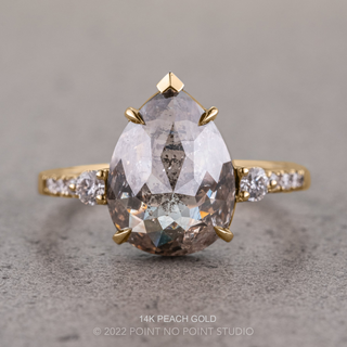 3.16 Carat Salt and Pepper Pear Diamond Engagement Ring, Eliza Setting