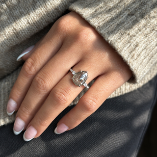 3.16 Carat Salt and Pepper Pear Diamond Engagement Ring, Eliza Setting