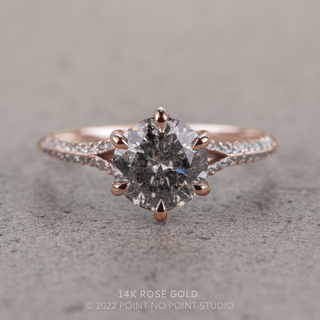 1.95 Carat Salt and Pepper Round Diamond Engagement Ring, Mackenzie Setting