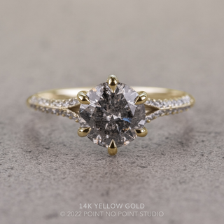 1.95 Carat Salt and Pepper Round Diamond Engagement Ring, Mackenzie Setting