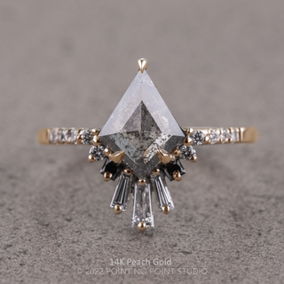 1.65 Carat Salt and Pepper Kite Diamond Engagement Ring, Ombre Wren Setting