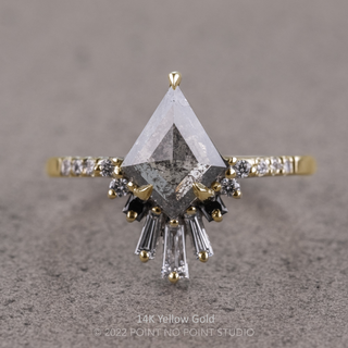 1.65 Carat Salt and Pepper Kite Diamond Engagement Ring, Ombre Wren Setting