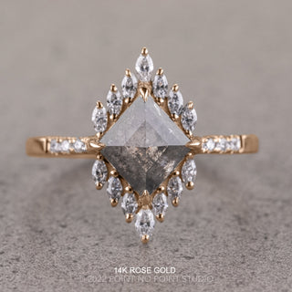 1.78 Carat Salt and Pepper Lozenge Diamond Engagement Ring, Alexandria Setting