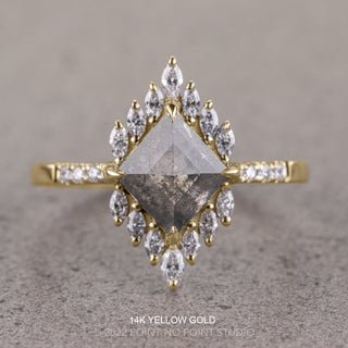 1.78 Carat Salt and Pepper Lozenge Diamond Engagement Ring, Alexandria Setting
