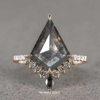 2.90 Carat Salt and Pepper Kite Diamond Engagement Ring, Avaline Setting