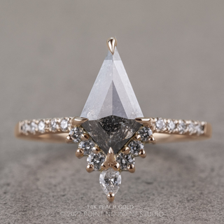 2.15 Carat Black Speckled Kite Diamond Engagement Ring, Avaline Setting