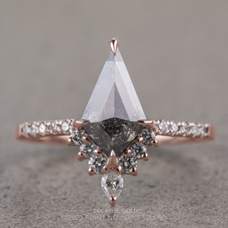 2.15 Carat Black Speckled Kite Diamond Engagement Ring, Avaline Setting