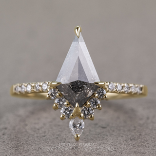 2.15 Carat Black Speckled Kite Diamond Engagement Ring, Avaline Setting