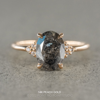 2.28 Carat Salt and Pepper Oval Diamond Engagement Ring, Quinn Setting