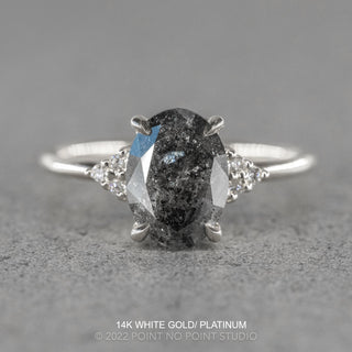 2.28 Carat Salt and Pepper Oval Diamond Engagement Ring, Quinn Setting