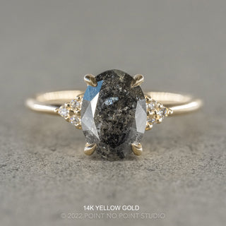 2.28 Carat Salt and Pepper Oval Diamond Engagement Ring, Quinn Setting